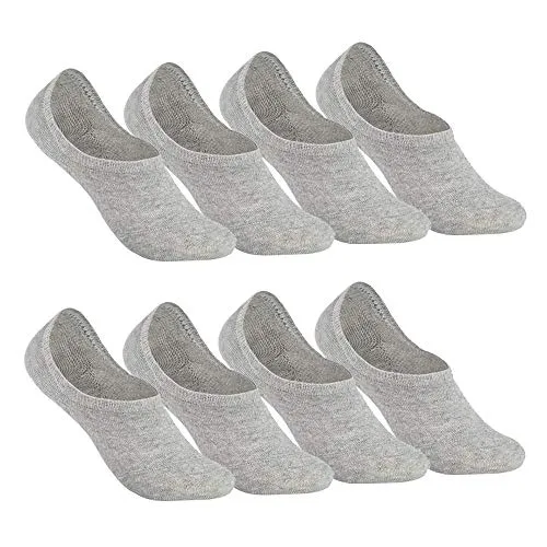 Falechay Füsslinge Damen Sneaker Socken Herren Füßlinge Footies 8 Paar Anti Rutsch No Show Sneakersocken grau 35-38