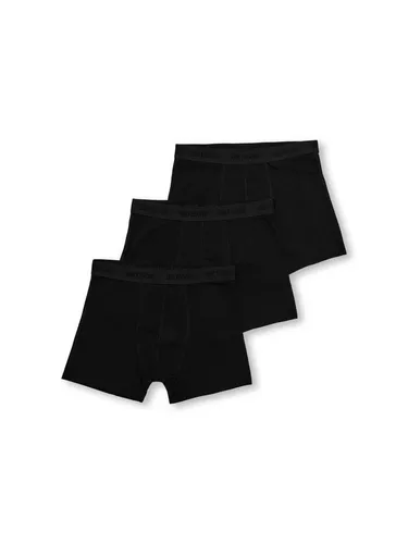 Only & Sons Junior Black Osjfitz Solid Boxer 3Pk - Bequeme Boxershorts für Jungen - Boxershorts für Jungen, 3er Pack aus weichem Material für hohen Tragekomfort und optimale Bewegungsfreiheit.