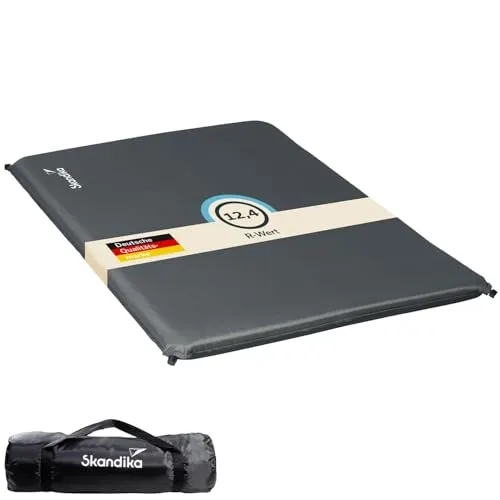 Skandika Isomatte Easy Double selbstaufblasend - Isomatte für 2 Personen, selbstaufblasend mit 10 cm dicker Schaumstofffüllung für höchsten Komfort und optimale Kälteisolierung beim Camping oder im Garten.
