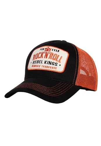 King Kerosin Herren Trucker Cap - Baseball Cap im Vintage-Design mit verstellbarem 7-Loch-Verschluss, atmungsaktivem Mesh und robustem Baumwollmaterial – perfekt für Rockabilly-Fans und Biker!