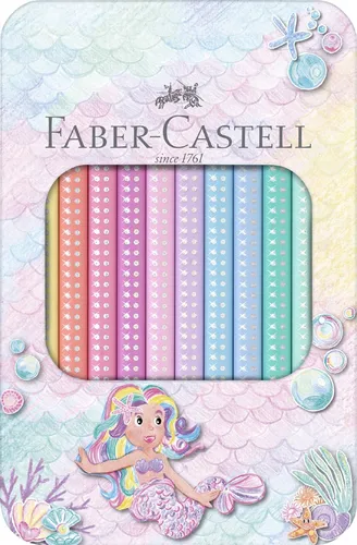 FABER-CASTELL 210910 - Jumbo Sparkle Pastell Buntstifte 10 Stück - Buntstifte in gemischten Farben, extra dicke Holzstifte für leuchtende Kunstwerke und kreatives Zeichnen.