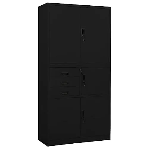vidaXL Büroschrank aus Stahl 90x40x180cm - Schränke für das Heimbüro – Langlebiger und pflegeleichter Aktenschrank mit 3 verstellbaren Einlegeböden und sicherem Schließfach für optimale Aktenorganisation.