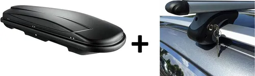 Dachbox schwarz JUXT500L mit Alu-Relingträger für Chevrolet Trax SUV