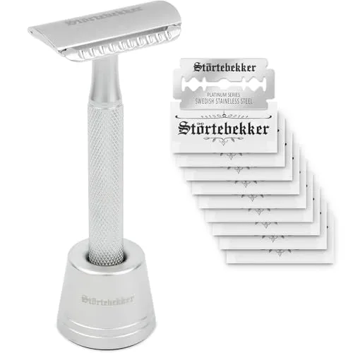 Störtebekker® Premium Rasierhobel 'Oslo' mit Rasierständer im Set – Edles Design für perfekte Rasur - Rasierständer Set mit rutschfestem Griff und hygienischer Aufbewahrung – ideal für eine präzise und angenehme Rasur. Perfekte Geschenkidee für Herren.