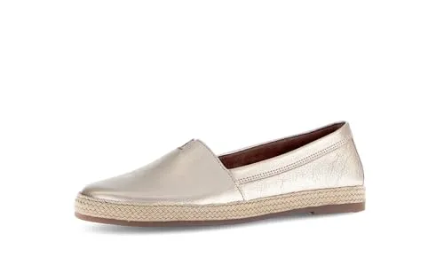 Gabor Slipper - Bequemer Schlupfschuh mit Jutebezogenem Plateau in Gold 39 EU - Sneaker, stilvoller Bequemschuh mit gepolsterter Innensohle und metallic Optik für optimalen Tragekomfort.