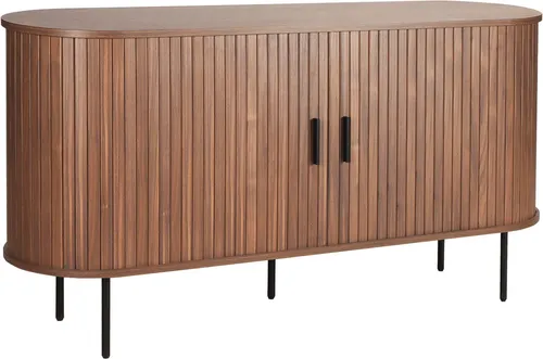 Möbilia Sideboard mit 2 Schiebetüren | Walnuss – Schwarz
