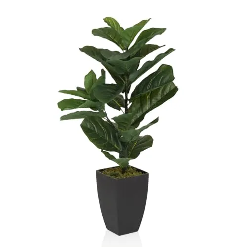 hjh OFFICE Kunstpflanze LYRATA 80cm - Künstliche Pflanze für Indoor- und geschützte Outdoorbereiche, detailgetreu und ideal für Allergiker. Perfekt für Wohnzimmer, Büros oder Gastronomien.