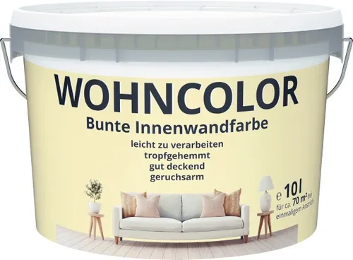 Wohncolor Wandfarbe Vanilleblüte 10 L - Edler Farbton für Ihr Zuhause - Wandfarbe in sanftem Vanilleblüte, 10 L, sorgt für eine warme Atmosphäre und ist ideal für kreative Raumgestaltungen.