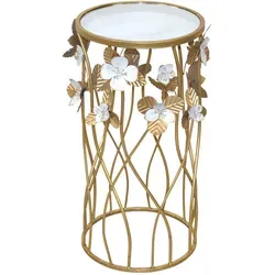 Mid.you Beistelltisch Gold – Runde Eleganz für Ihr Wohnzimmer - Stilvoller Beistelltisch aus Metall und Glas, rund mit 30x60x30 cm. Ideal für moderne Wohnräume, bringt einen Hauch von Luxus in Ihr Zuhause.