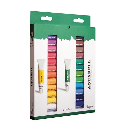 Rayher Künstler-Set Aquarellfarben farbsortiert 24 x 12,0 ml, 1 Pack