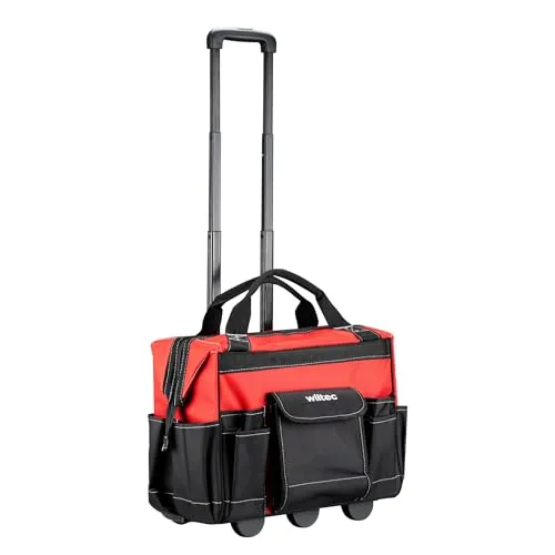 Wiltec Werkzeugtrolley 46 x 25 x 37 cm - Werkzeugschrank mit 19 Fächern, max. Tragfähigkeit von 40 kg und robusten Rollen für einfachen Transport – ideal für Handwerker und Heimwerker.