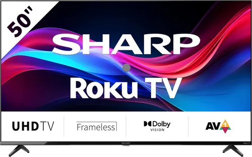 SHARP 50GJ4225E - 50 Zoll 4K Ultra HD Roku TV - Fernseher mit brillanter 4K Auflösung, Dolby Vision und HDMI 2.1 für flüssiges Gaming – ideal für Streaming und Live-TV ohne zusätzliche Geräte.