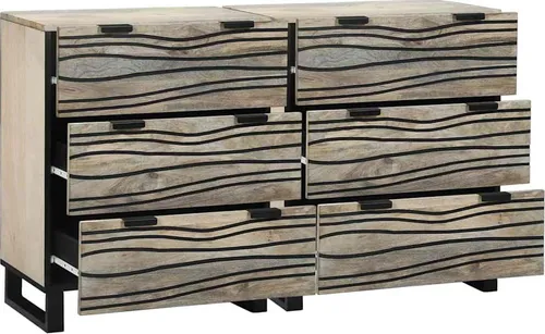 vidaXL Sideboard Set 2er Weiß 60 x 33,5 x 75 cm aus Massivholz