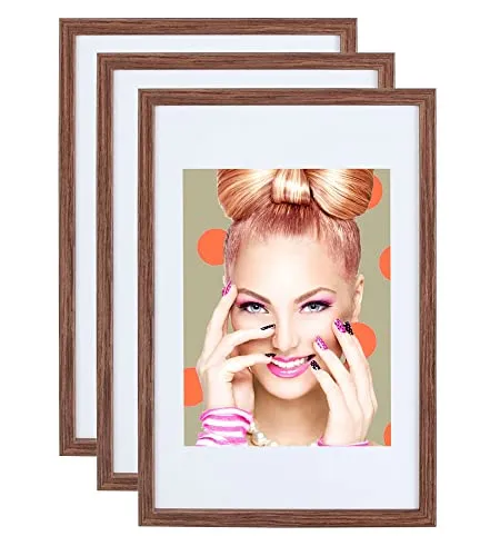 3er 5er Set Holz Bilderrahmen Lifestyle Plexi Foto Rahmen Collage Wanddeko Poster S111: Farbe: 3er Pack Braun | Format: 20x30
