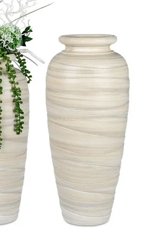 Deko Bodenvase RELIEF bauchig rund 60cm creme Keramik in beige von formano