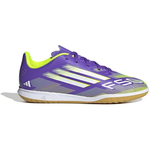 Adidas F50 Club In J Navy Navy 31 - Fußballschuhe für Kinder und Teens, mit leichtem Synthetik-Obermaterial und griffiger Gummiaußensohle für schnelle Moves auf Hallenböden. Ultimativer Speed und hoher Tragekomfort.