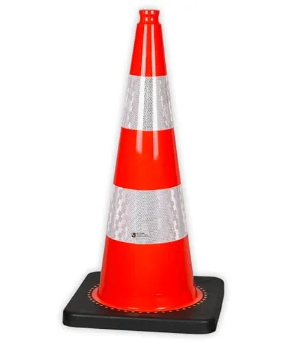 UVV-SHOP Leitkegel, 75 cm Pylone Orange mit 2 Reflexstreifen, RA1 reflektierender Kegel