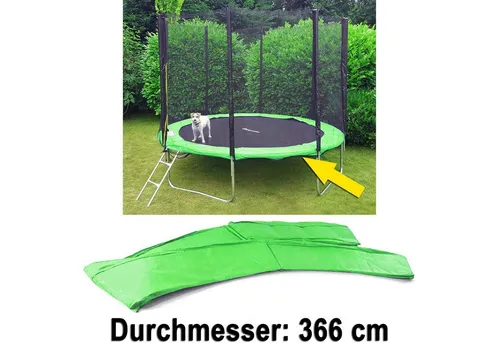 RAMROXX Trampolin-Randabdeckung 366 cm - Hellgrün - Robuste Randabdeckung für Trampoline mit 366 cm Durchmesser. Bietet zuverlässigen Schutz für Sprungfedern und sorgt für ein sicheres Sprungvergnügen. Einfache Montage mit Befestigungsbändern.