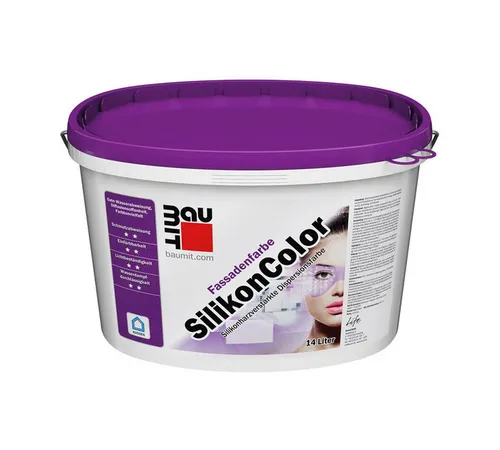 BAUMIT SilikonColor Fassadenfarbe 12,5 Liter - silikonverstärkt für langlebigen Schutz - Verarbeitungsfertige Fassadenfarbe auf Silikonharzbasis, ideal für außen. Hohe Wetterbeständigkeit und einfache Anwendung. Perfekt für ein langlebiges Ergebnis.
