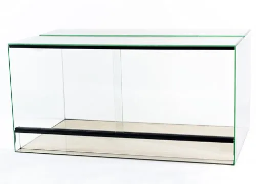 GECKOX Glasterrarium 60x40x30 cm mit Schiebescheiben - Terrarien für Reptilien & Amphibien mit millimetergenauem Zuschnitt, schlagfestem Floatglas und innovativer Belüftung für optimale Frischluftversorgung.