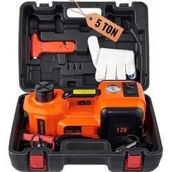 SucceBuy 5 T/11023 LBS Elektrischer Wagenheber, Hydraulische Hebebühne mit Inflator und LED-Licht für Reifenwechsel, Garagenreparatur