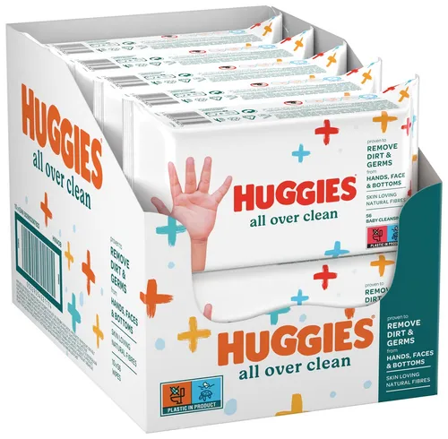 Huggies Feuchttücher Baby Wipes All Over Clean Monatsbox 10 x 56 Tücher