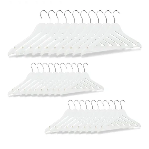 Kleiderbügel Holz 30er Set - Hosenbügel, Rockbügel & Hemdbügel - Kleiderbügel aus hochwertigem Holz, 30er Set für eine stilvolle Garderobe. Ideal für Hosen, Röcke und Hemden, sorgt für Ordnung und Eleganz.