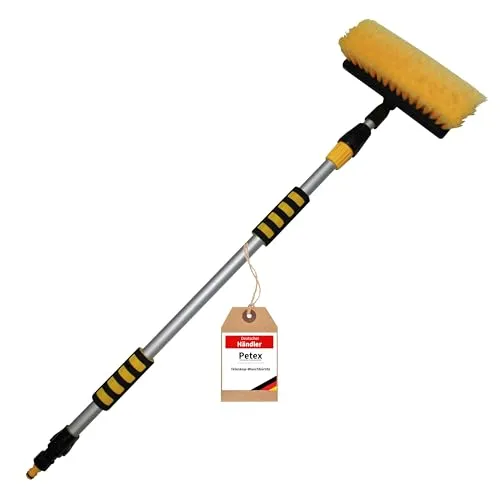 PETEX 432340 Teleskop-Waschbürste - Reinigungsbürsten mit stabilem Arretierungssystem und großem Bürstenkopf für effiziente Reinigung, ideal für Autos und Terrassen.