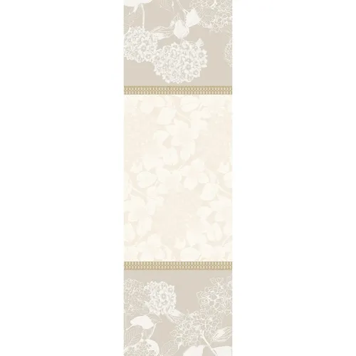 Garnier-Thiebaut Tischläufer Mille Hortensias 55x180 cm - Eleganter Tischläufer aus 100% Baumwolle, jacquard-gewebt und in natürlicher Farbe. Ideal für stilvolle Tischdekorationen, hergestellt in Frankreich.