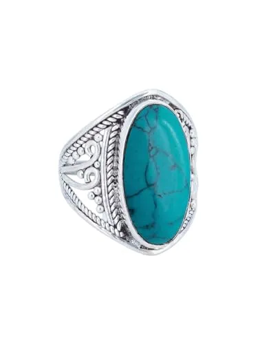 mantraroma 925 Sterling Silber Ring mit Türkis in türkis von mantraroma