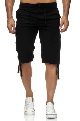 Reslad Leinenhose Reslad Leinen Cargo Shorts Männer Strandhose Herren Leinenhose 3/4 (1-tlg) Strandhose im Leinen-Look mit Cargotaschen