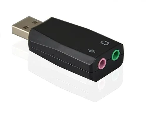 ADWITS Externer USB-3D-Stereo-Audio-Adapter mit 3,5-mm-Lautsprecherkopfhörermikrofonbuchsen, treiberfreie USB-Soundkarte für Windows Mac OS Linux PS4