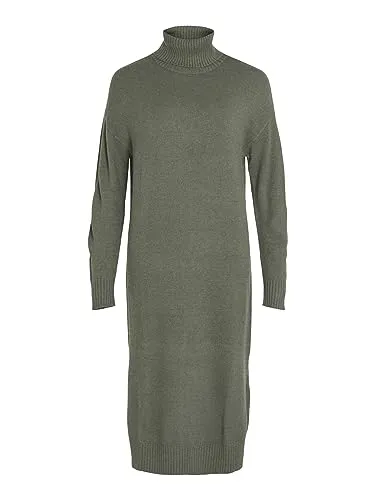 Vila Female Midikleid Rollkragen - Elegantes langärmeliges Strickkleid in Midi-Länge mit Rollkragen, ideal für Freizeit und besondere Anlässe. Bequem und stilvoll durch die hochwertige Materialzusammensetzung.