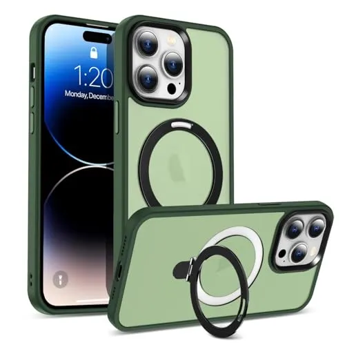 CoolGadget Magnet Hülle für iPhone 15 Pro Skin Hülle für MagSafe, ultradünne Magnet Case mit Soft-Grip, kompatibel mit iPhone 15 Pro (6,1 Zoll), Grün
