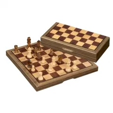 Philos 2627 - Schachkassette mit 22 mm Feldgröße, hochwertiges MDF mit Walnuss- und Ahornholzfurnier und eleganten Staunton-Figuren