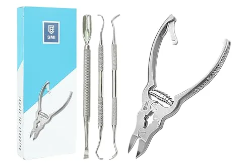SMI 4-tlg. Fußpflege-Set mit Nagelzange und Zubehör - Professionelles Set zur Fußpflege mit doppelter Übersetzung für müheloses Schneiden dicker Nägel. Hergestellt aus hochwertigem Edelstahl für langlebige Nutzung und einfache Reinigung. Ideal für den privaten und professionellen Einsatz.