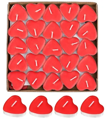 50pcs Herzkerzen,Teelicht Set Herzform Romantische Kerzen Kreative Kerze Romantisch Deko Set Romantische für Romantisch Valentinstag Hochzeit Dekoration