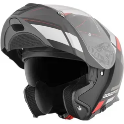 Bogotto FF403 Murata Klapphelm, schwarz-rot, Größe XS - Motorradhelm mit kratzfestem Visier und Schnellwechsel-System, ideal für Sicherheit und Komfort beim Fahren.
