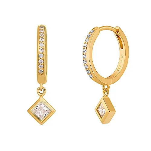 CAÏ Paar Creolen 925 Sterling Silber gelb vergoldet - Elegante Ohrringe aus 925 Sterling Silber, gelb vergoldet mit funkelndem Zirkonia, ideal für jeden Anlass und verpackt in einem stilvollen Etui.