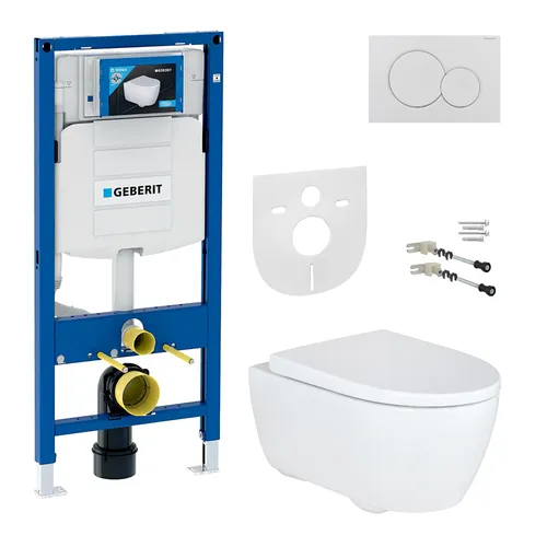 Geberit iCon WC Set - Spülrandloses Wand-WC mit UP320 Vorwandelement - Das Geberit iCon WC Set bietet spülrandlose Hygiene und einfache Reinigung. Das Komplettset enthält alles für eine schnelle Montage und verbindet modernes Design mit durchdachter Technik.