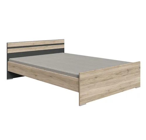 Lomadox Bettgestell CANTON-43, Eiche Nb. mit graphit, Liegefläche 140x200 cm