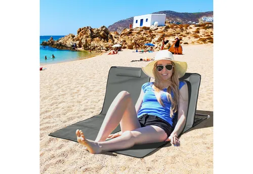 Outsunny Faltbare Strandmatte 2er Set mit Kopfkissen - Liegen: 5-stufig höhenverstellbare Strandmatratze für optimalen Komfort, leicht und tragbar mit integrierter Tasche – ideal für Strandbesuche und Outdoor-Aktivitäten.