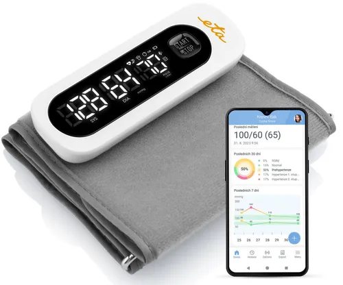 eta Oberarm-Blutdruckmessgerät - Überwachungskameras, präzise oszillometrische Messmethode mit Smart App für einfache Nutzung und WHO-Klassifikation zur schnellen Gesundheitsbewertung.