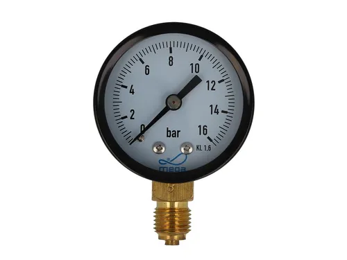 Mega Group - Mega Druckmanometer 0 - 16 Bar - 1/4 Zoll Anschluss Nach Unten Radial Ø 50 Mm