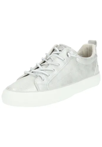 MUSTANG Schnürhalbschuh Sneaker in Silber - Stylischer Low-Sneaker aus Kunstleder, Größe 39, perfekt für den Alltag und bequem in der Passform.