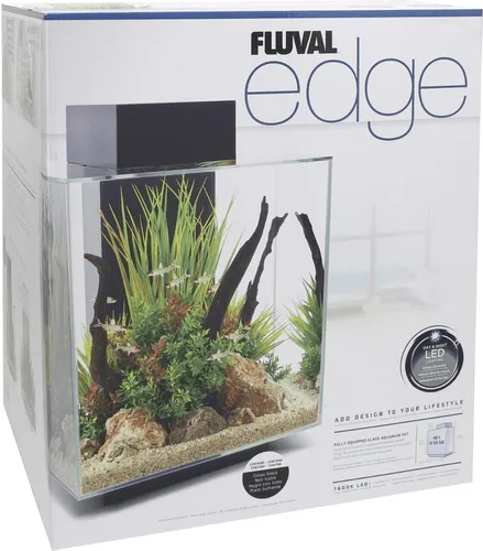 Fluval Edge 2.0 Aquarium - 46L, schwarz, 42-LED-Beleuchtung und leistungsstarker 3-Stufen-Filter für kristallklares Wasser