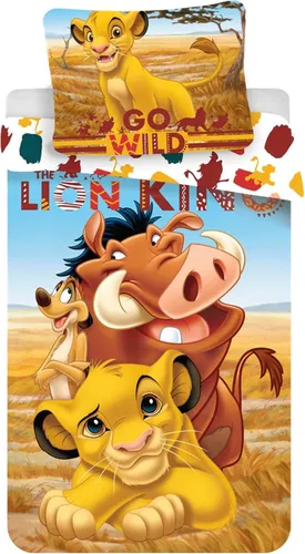 Disney König der Löwen Bettwäsche Set - Bettdecken- & Kopfkissen-Set in 100% Baumwolle, mit buntem König der Löwen Design, ideal für kleine Disney-Fans.