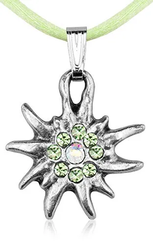 Kinder Trachten Halskette mit Edelweiß Hellgrün in grün von Trachtenland