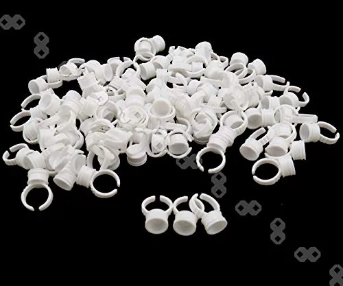 YINETTECH 100pcs Tattoo Tinte Ringe Kleber Pigmentringe Microblading Middle Size Plastik Permanent Makeup Ink Ring Leimhalter Tintenbecher Tattoo Zubehör