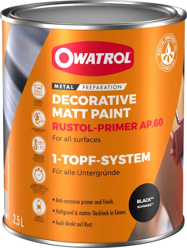 Rustol Primer AP.60 - Rostschutz-Primer von Owatrol - Holzlasuren - Effektiver Rostschutz und Grundierung, ideal für Metall, Holz und PVC, mit verstärktem UV-Schutz und bruchfester flexibler Folie.